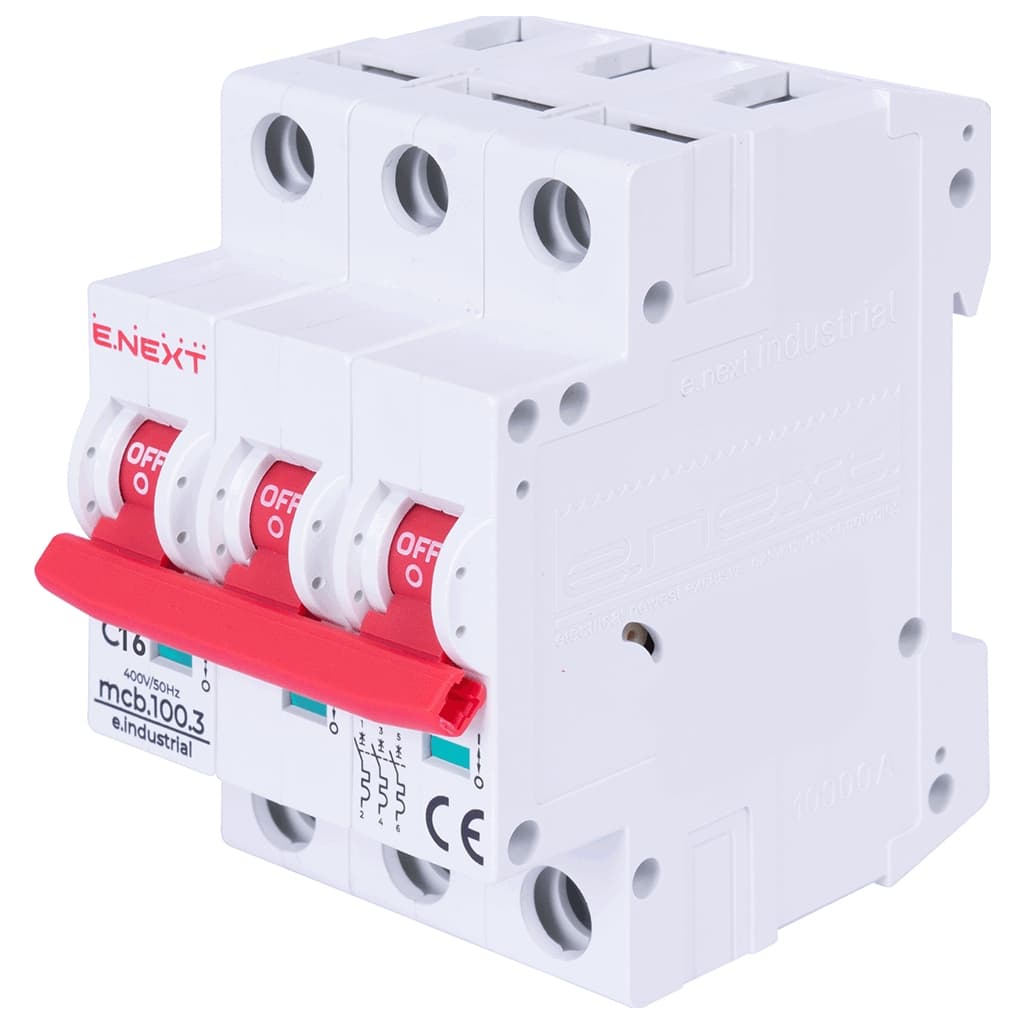 Автоматичний вимикач E.NEXT 3-п e.industrial.mcb. 16А C ( 10кА) (i0180021)