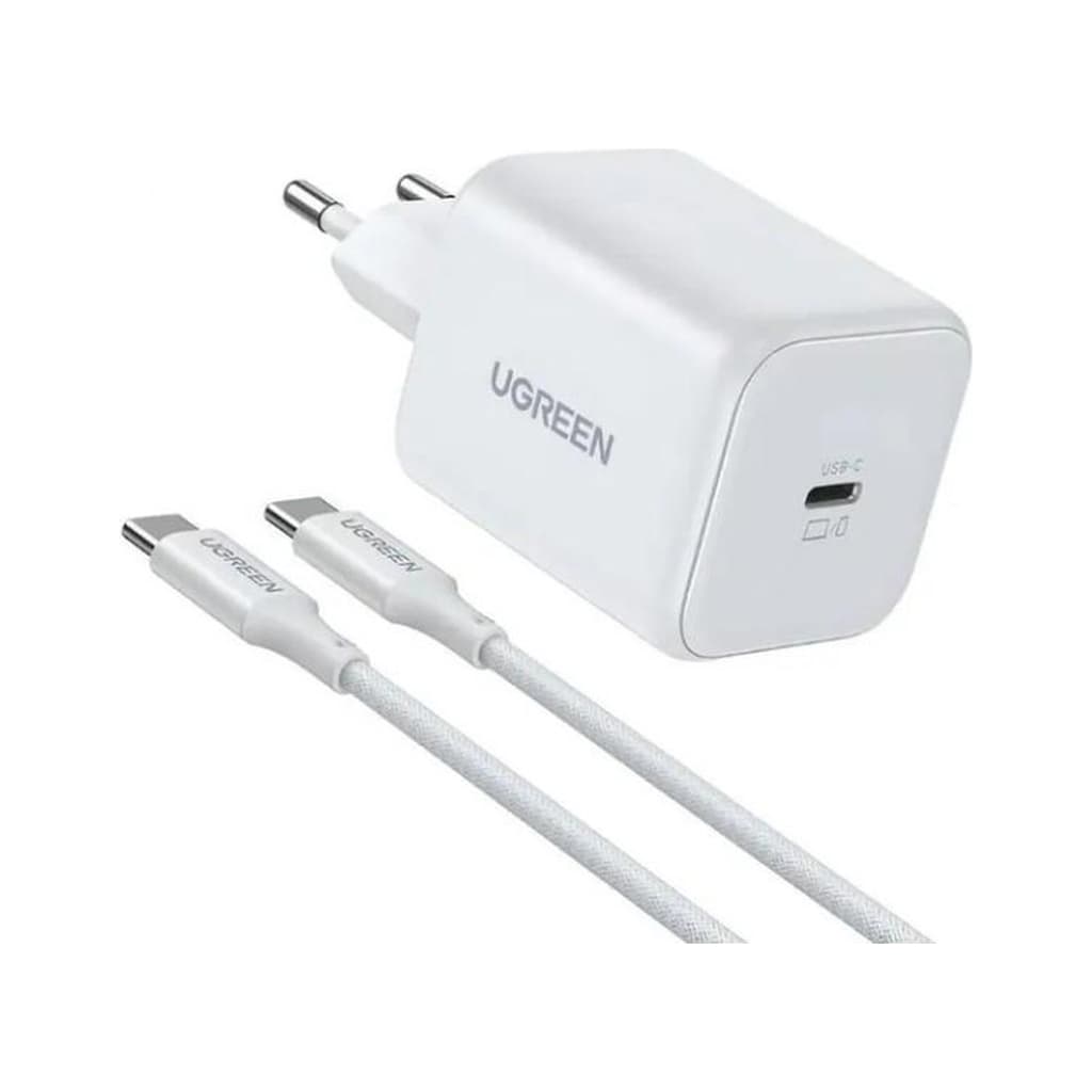 Зарядний пристрій Ugreen USB-C GaN 45W + cable USB-C to USB-C X524 white (65055)