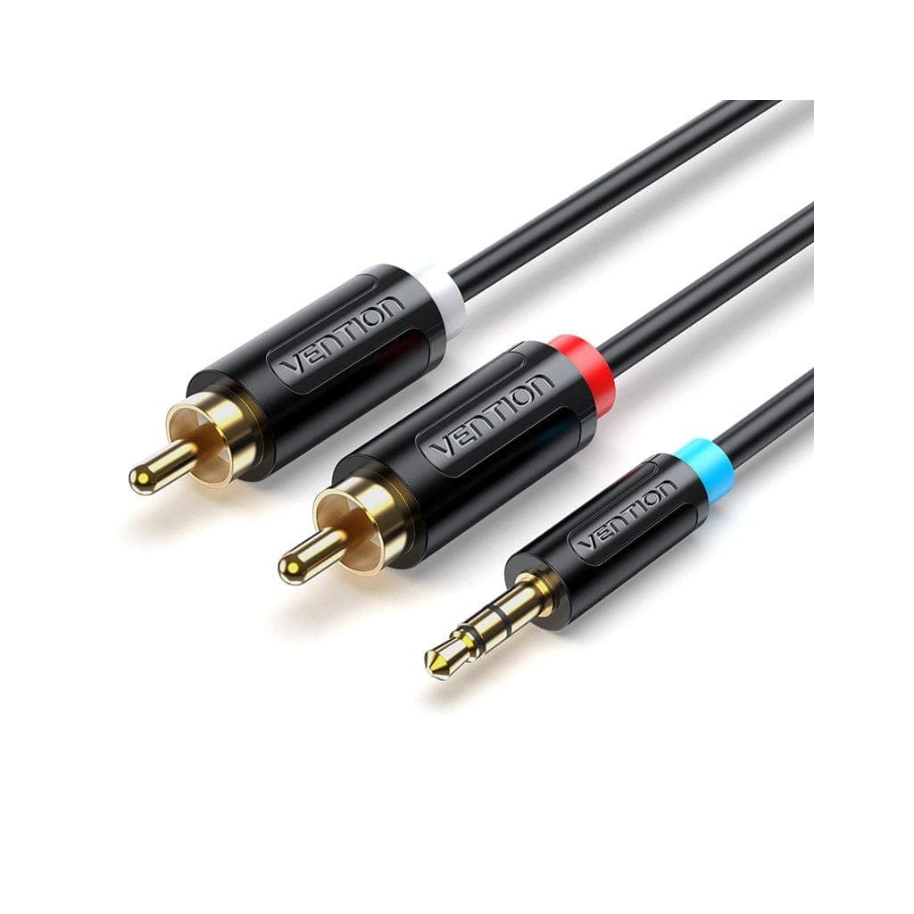 Кабель мультимедійний 3.5mm M to 2xRCA M 2.0m black VENTION (BCLBH)