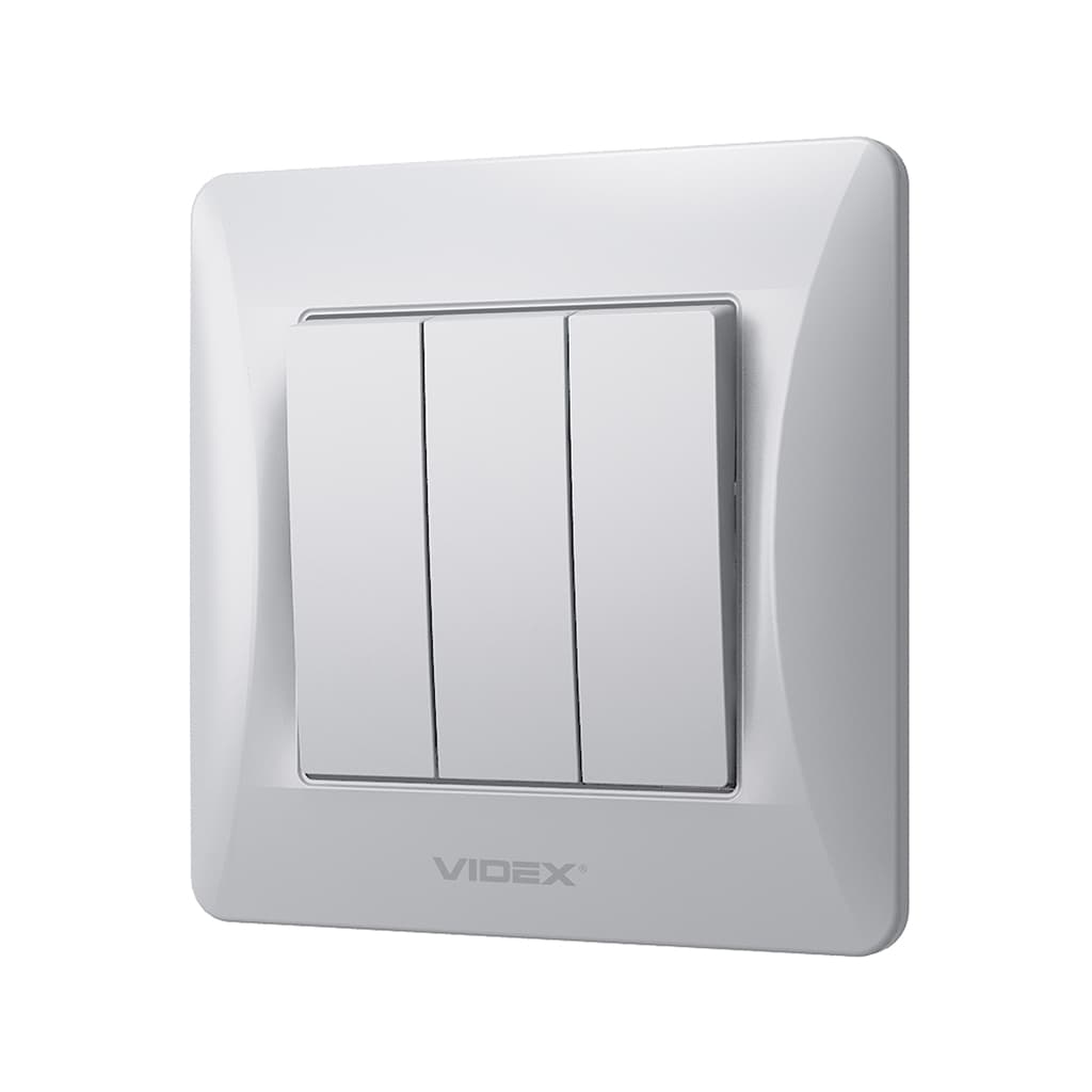 Вимикач Videx BINERA 3кл срібний шовк (VF-BNSW3-SS)