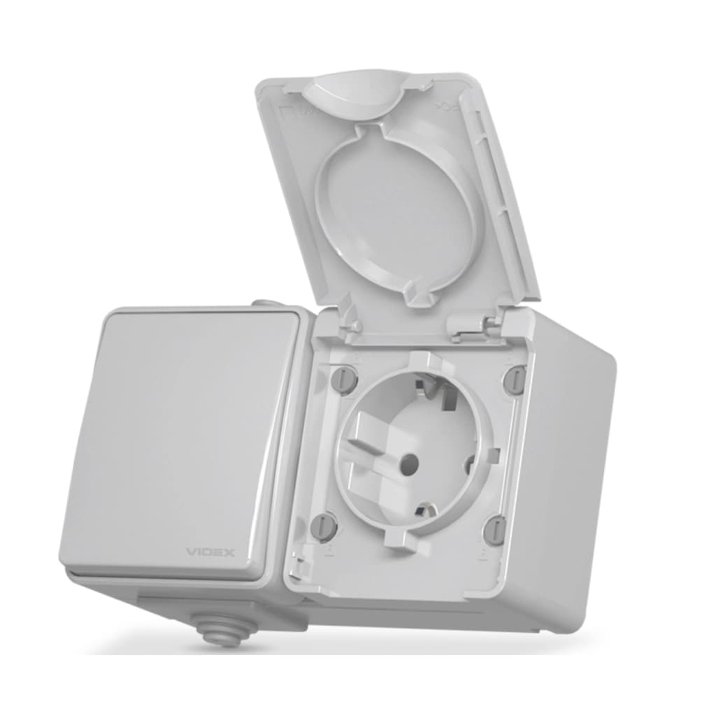 Вимикач Videx BINERA IP65 зовнішня 1ая із заземленням (VF-BNW3-G)
