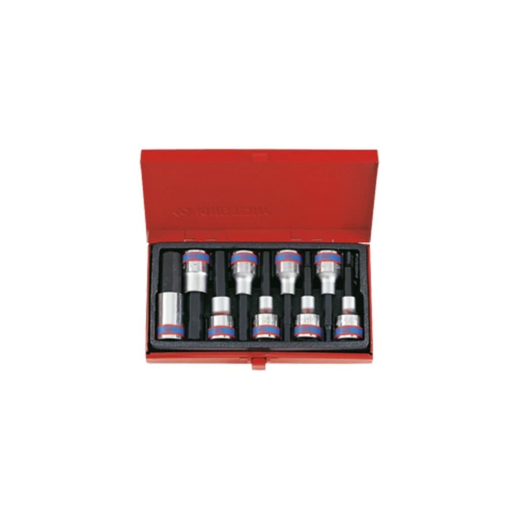 Набір торцевих головок KING TONY в головці 1/2", HEX, 4-17 мм, L = 80 мм, 9 шт (4120PR)