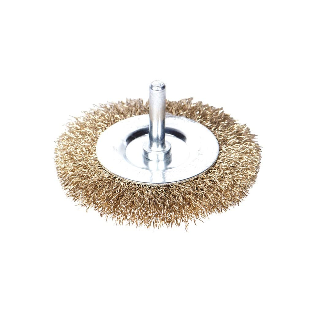 Щітка для електроінструменту Sigma дротяна дископодібна 100мм хвостовик 6мм латунированная 9013101 (9013101)