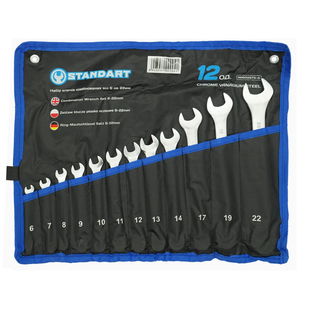 Ключ Стандарт комбінований 6-22 мм 12 шт у чохлі (NKK12STE-S)