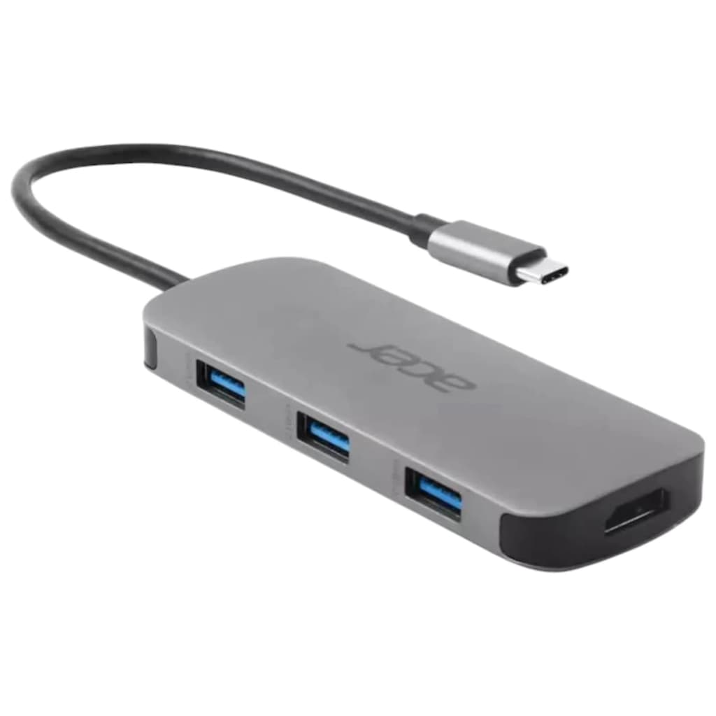Концентратор Acer USB-C 7-in-1 3xUSB 3.2 + HDMI + USB-C + PD + SD gray (HP.DSCAB.018)