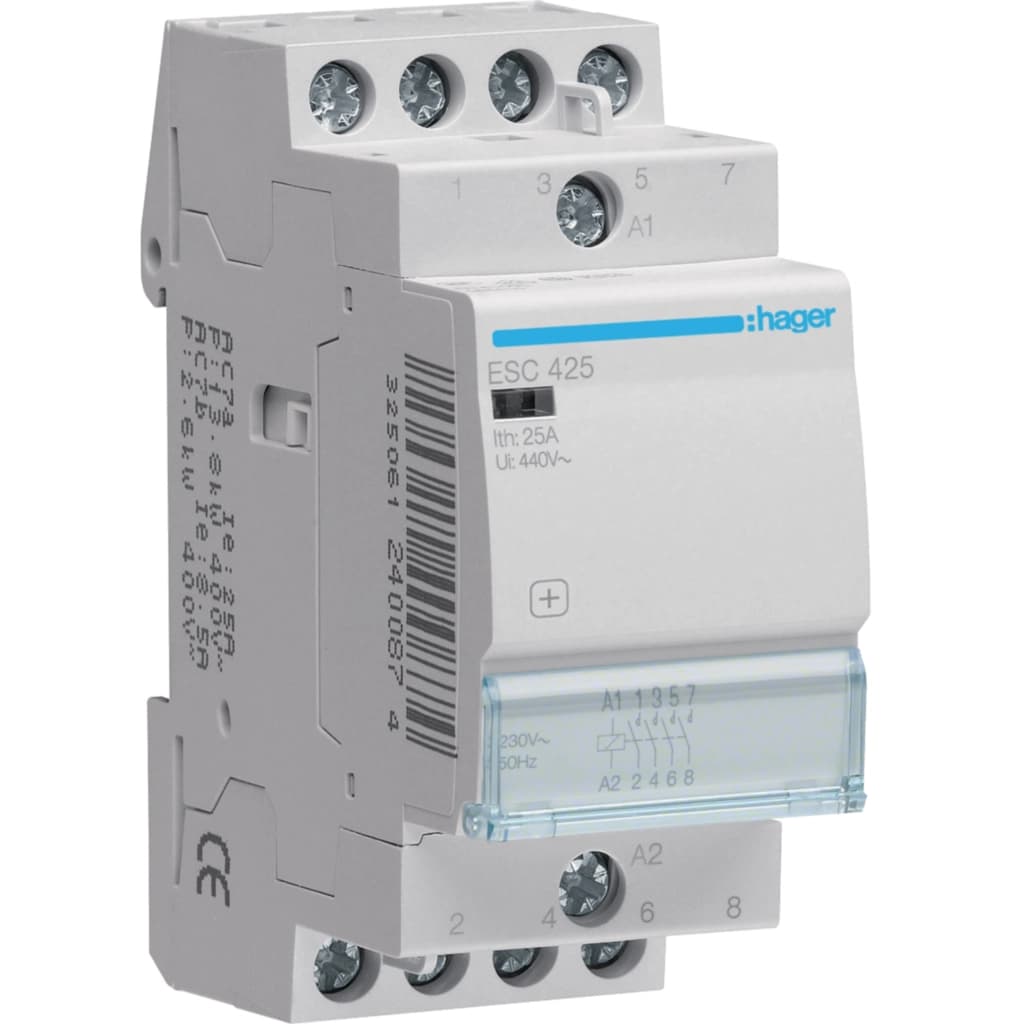 Автоматичний вимикач Hager 25 A 230V 4NO 2P (A) (ESC425)