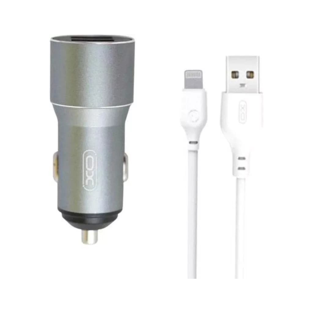 Зарядний пристрій XO TZ09 2.4A/2 USB + cable lightning Grey (XO-TZ09L-GR)