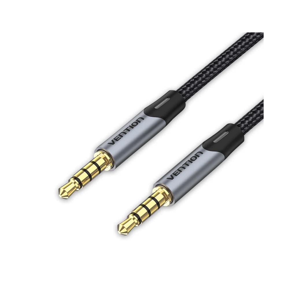 Кабель мультимедійний 3.5mm M to 3.5mm M 1.0m (4pin) gray VENTION (BAQHF)