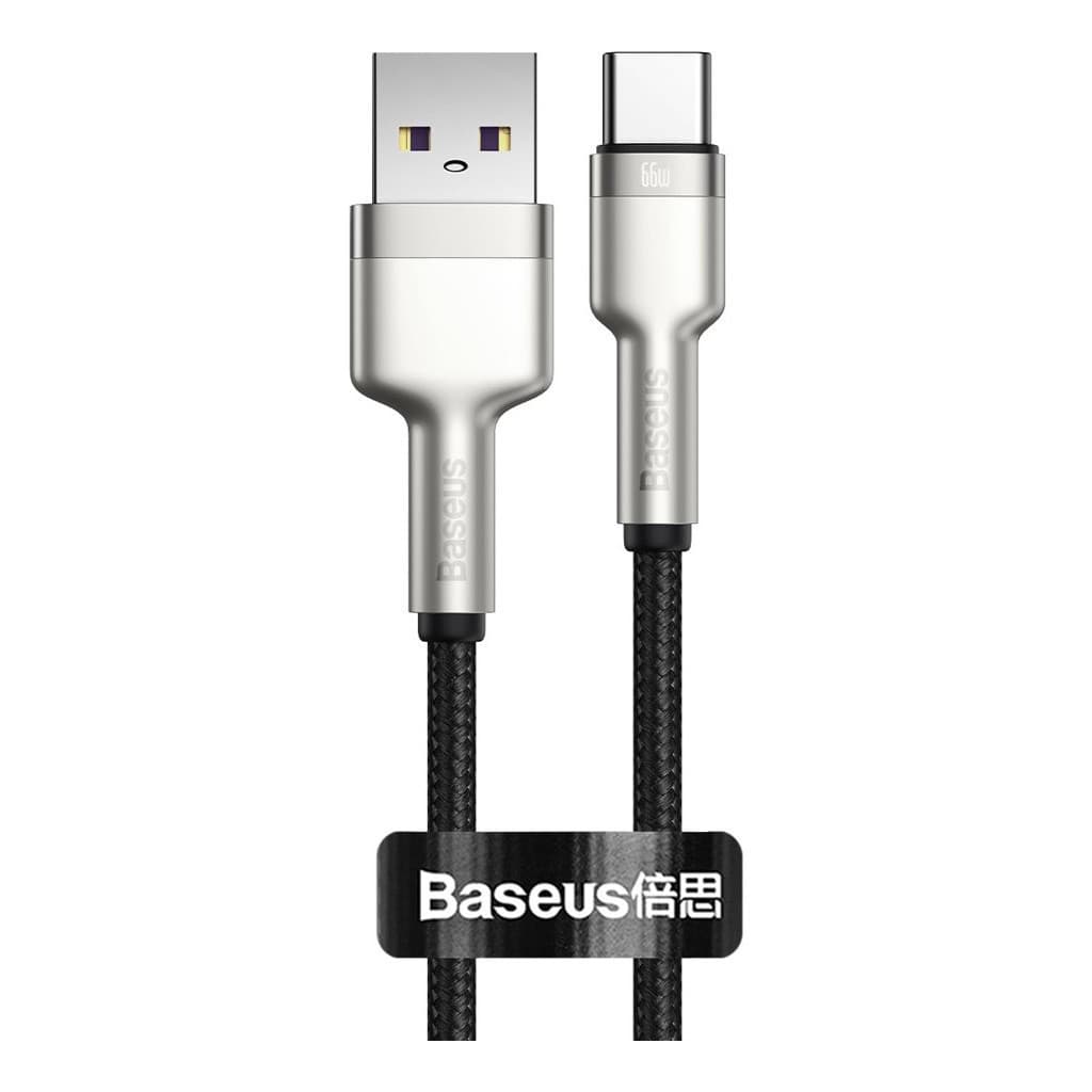 Дата кабель USB 3.1 AM to USB-C 0.25m 6.0A 66W Cafule Series Metal Black Baseus (CAKF000001)