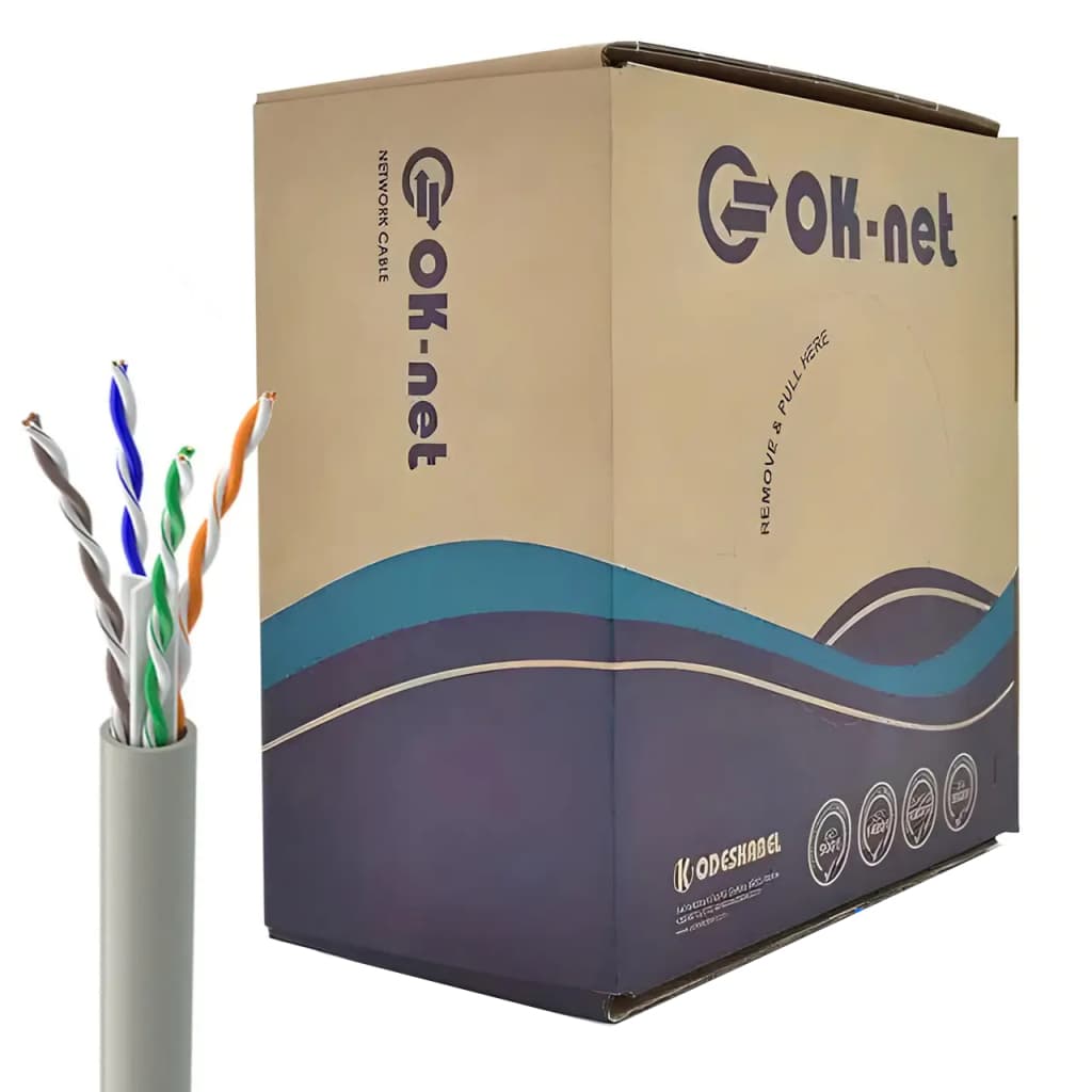 Кабель мережевий OK-Net UTP 305м cat.6 (U/UTP-cat.6) (КПВ-ВП (250) 4*2*0,54)
