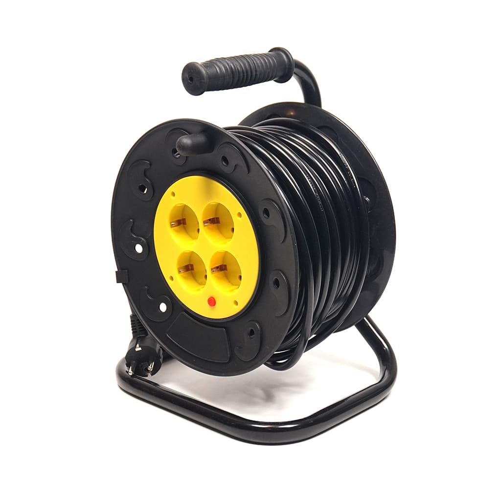 Мережевий подовжувач PowerPlant на катушке 25 м, 4 розетки (JY-2002/25) (PPRA10M250S4)