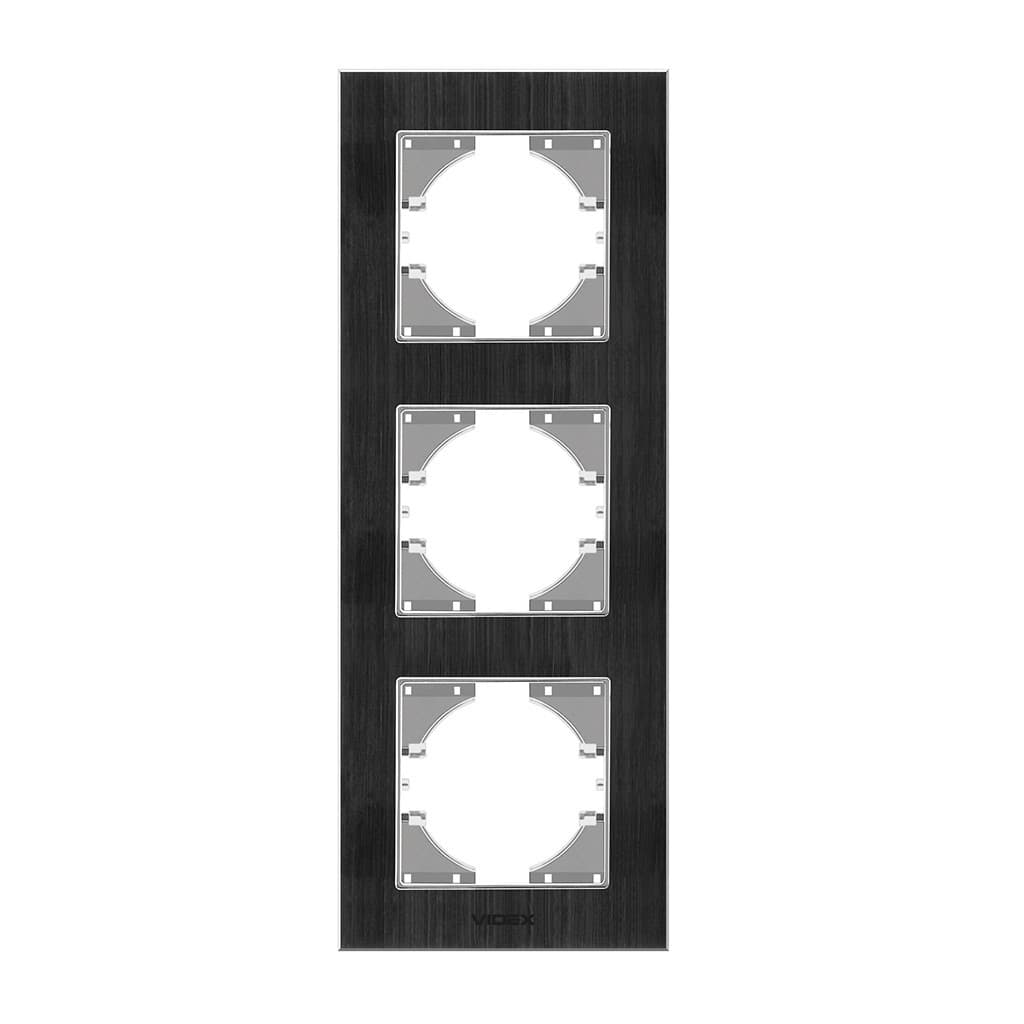Рамка Videx BINERA чорний алюміній 3 поста (VF-BNFRA3V-B)