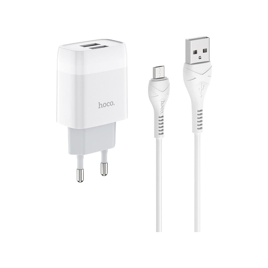 Зарядний пристрій HOCO C73A Glorious 2xUSB + cable Micro 5P 12W White (6931474713063)