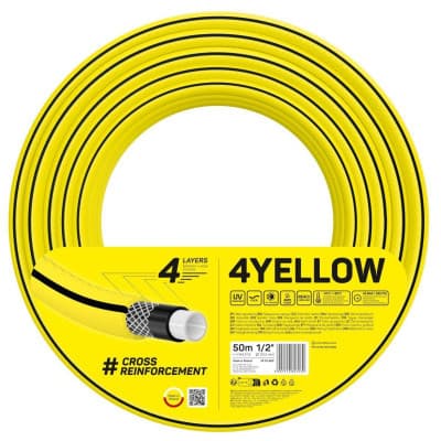 Шланг для поливу Cellfast 4YELLOW 1/2", 50м, 4 шари, до 20бар -10…+50°C (10-502)