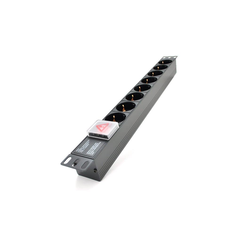 Силовий блок 19" 8 розеток, без кабеля, вимикач, алюм. корпус PiPo (PP8PDUGRC14)