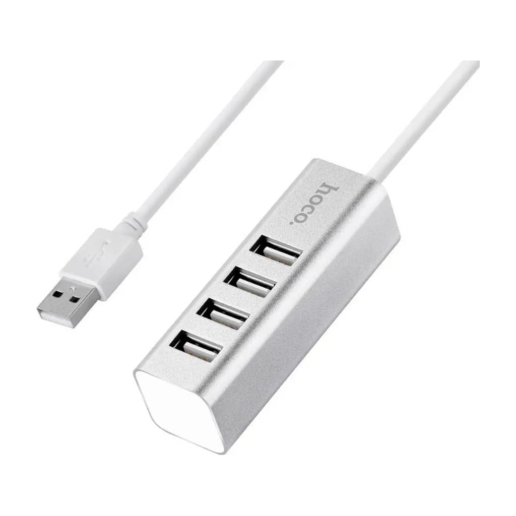 Концентратор HOCO USB 2.0 to 4xUSB Line machine HB1 Silver (6957531038146)