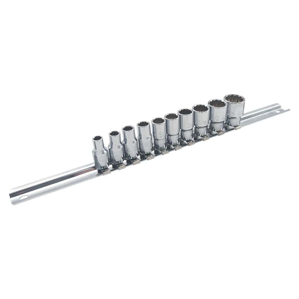 Набір торцевих головок Toptul торцевих на планці 12-гр. 1/4" дюймових 10шт. (GAAQ0810D-12)