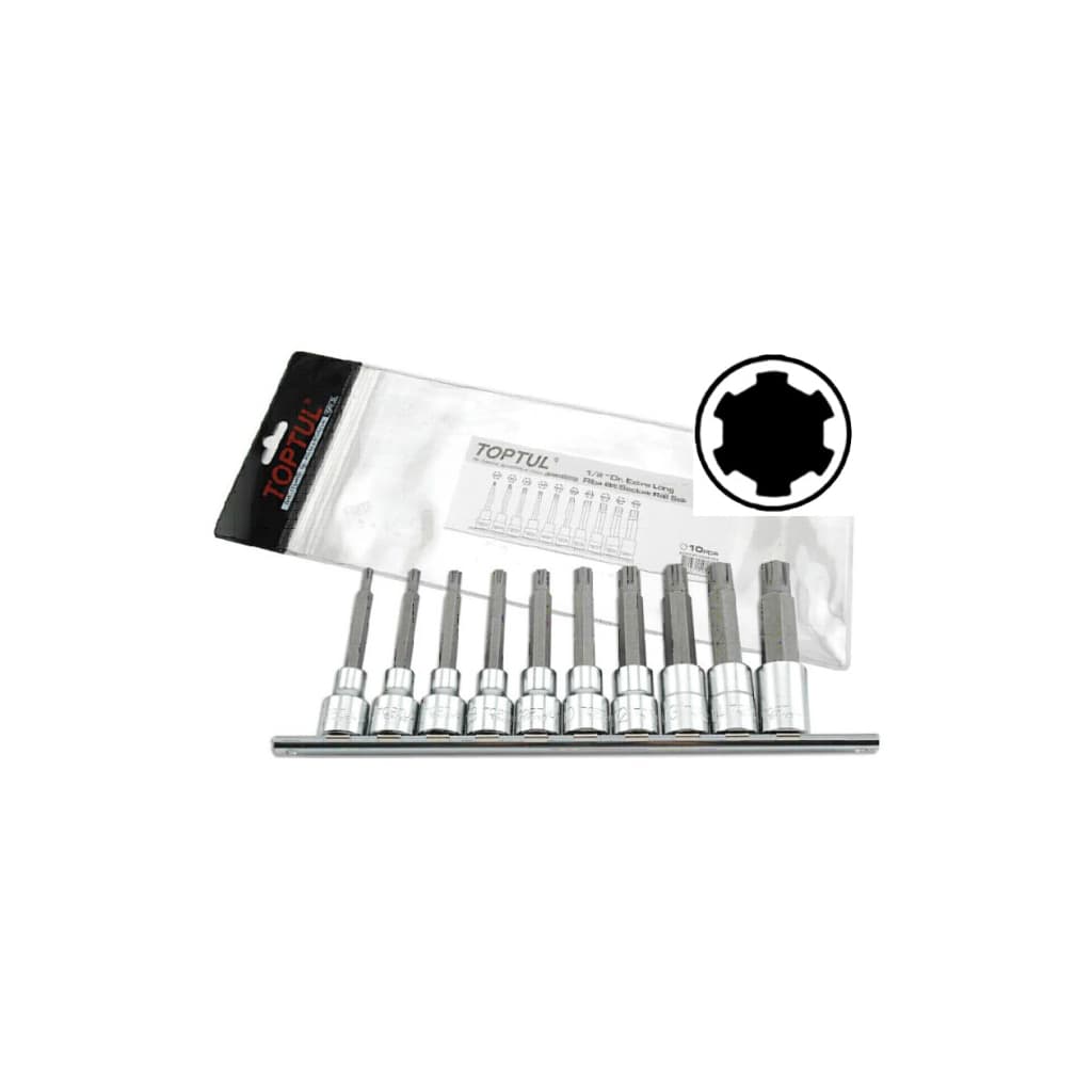 Набір торцевих головок Toptul з насадкою 1/2" RIBE M5-M16 10шт. довгі (GAAG1003)