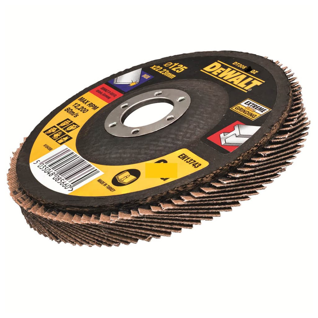Круг зачистний DeWALT пелюстковий INOX Extreme, метал, 125x22.23 мм, G 80 мкм (DT30622)
