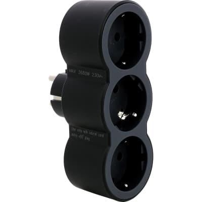 Мережевий розгалужувач Legrand СТАНДАРТ 3х2К+З фронтальні розетки , колір Чорний (694519)