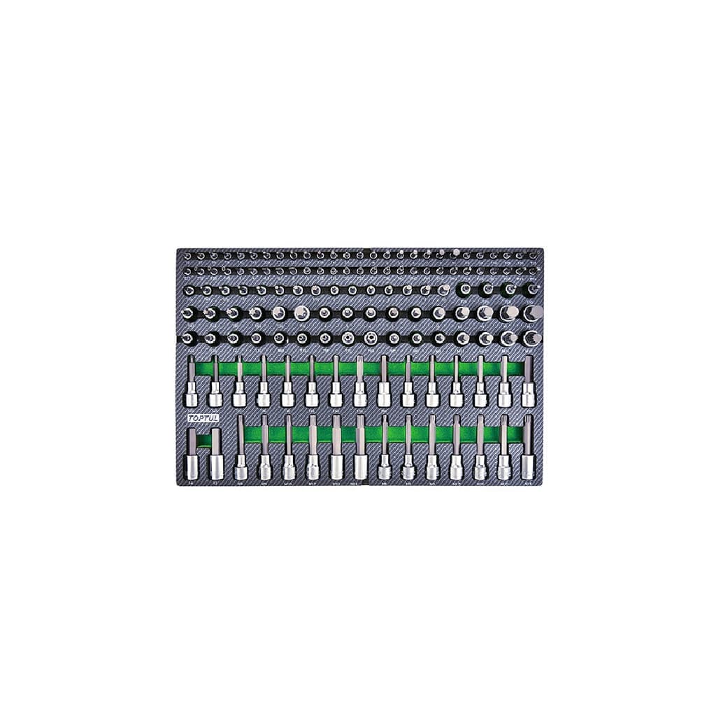 Набір біт Toptul впресованих у головку 1/4", 3/8", 1/2" 135шт. у ложементі (GED1351)