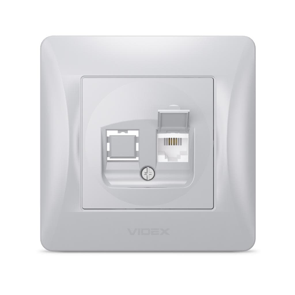 Телефонна розетка Videx BINERA CAT3 сереб (VF-BNSK1TF3-SS)