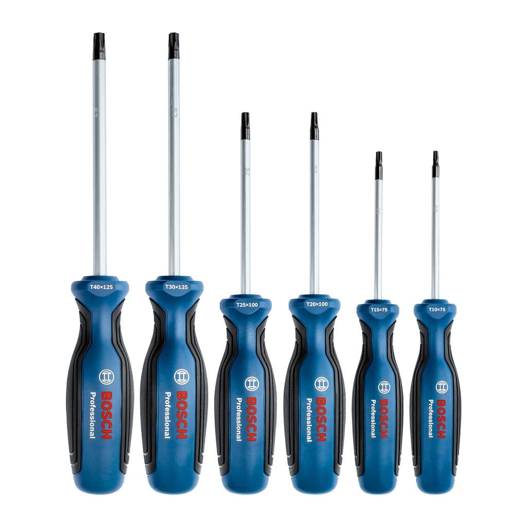 Набір викруток Bosch Torx 6шт, T10х75, T15х75, T20x100, T25x100, T30x125, T40x125 мм (1.600.A01.V09)