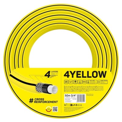 Шланг для поливу Cellfast 4YELLOW 3/4" 50м, 4 шари, до 20 Бар, -10…+50°C (10-522)