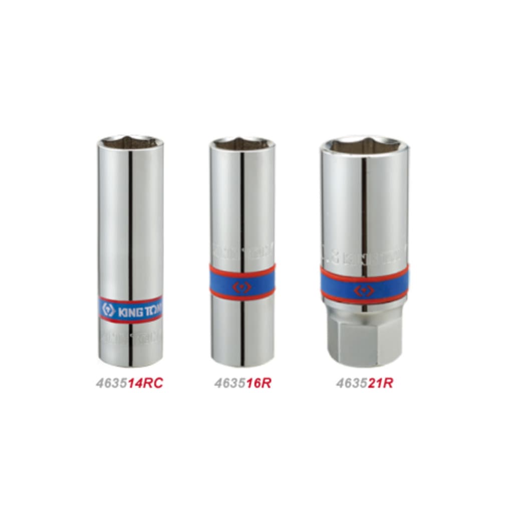 Торцева головка KING TONY 1/2" свічкова 16 мм шестигранна з гумою (463516RC)