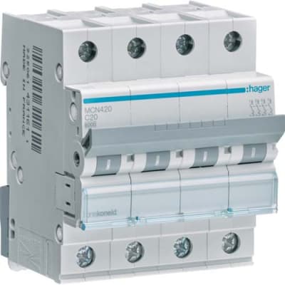 Автоматичний вимикач Hager 4-п. C 20A (6kA) 4M (B) (MCN420)