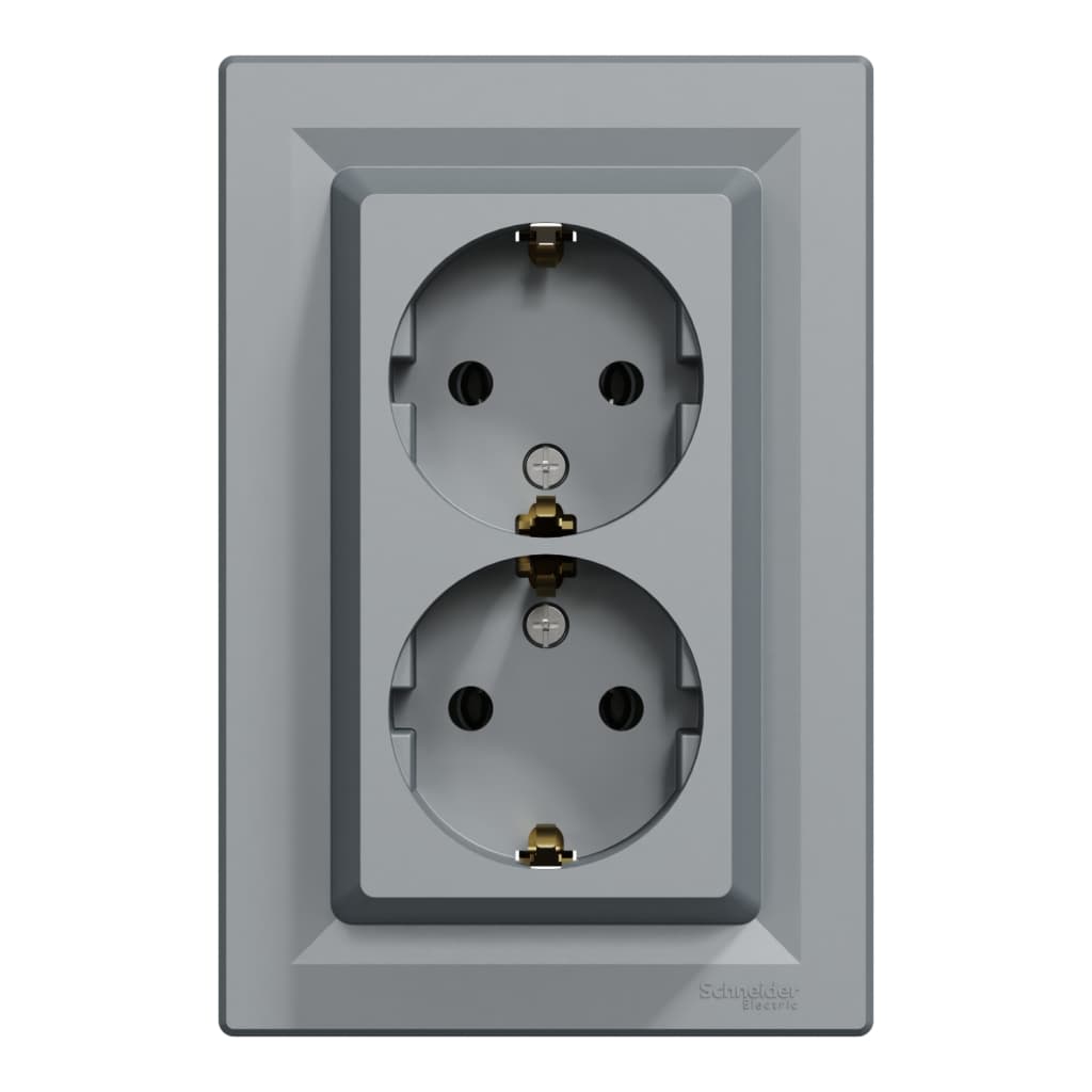 Розетка Schneider Electric ASFORA із заземленням подвійна сталь 16А (EPH9900162)