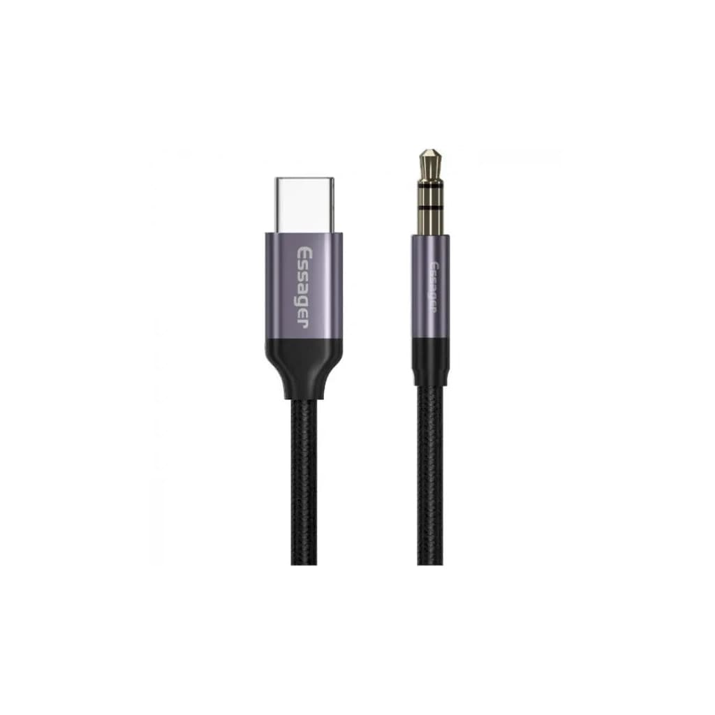 Кабель мультимедійний USB-C to 3.5mm M 1.0m gray Essager (EZJE02-0G)