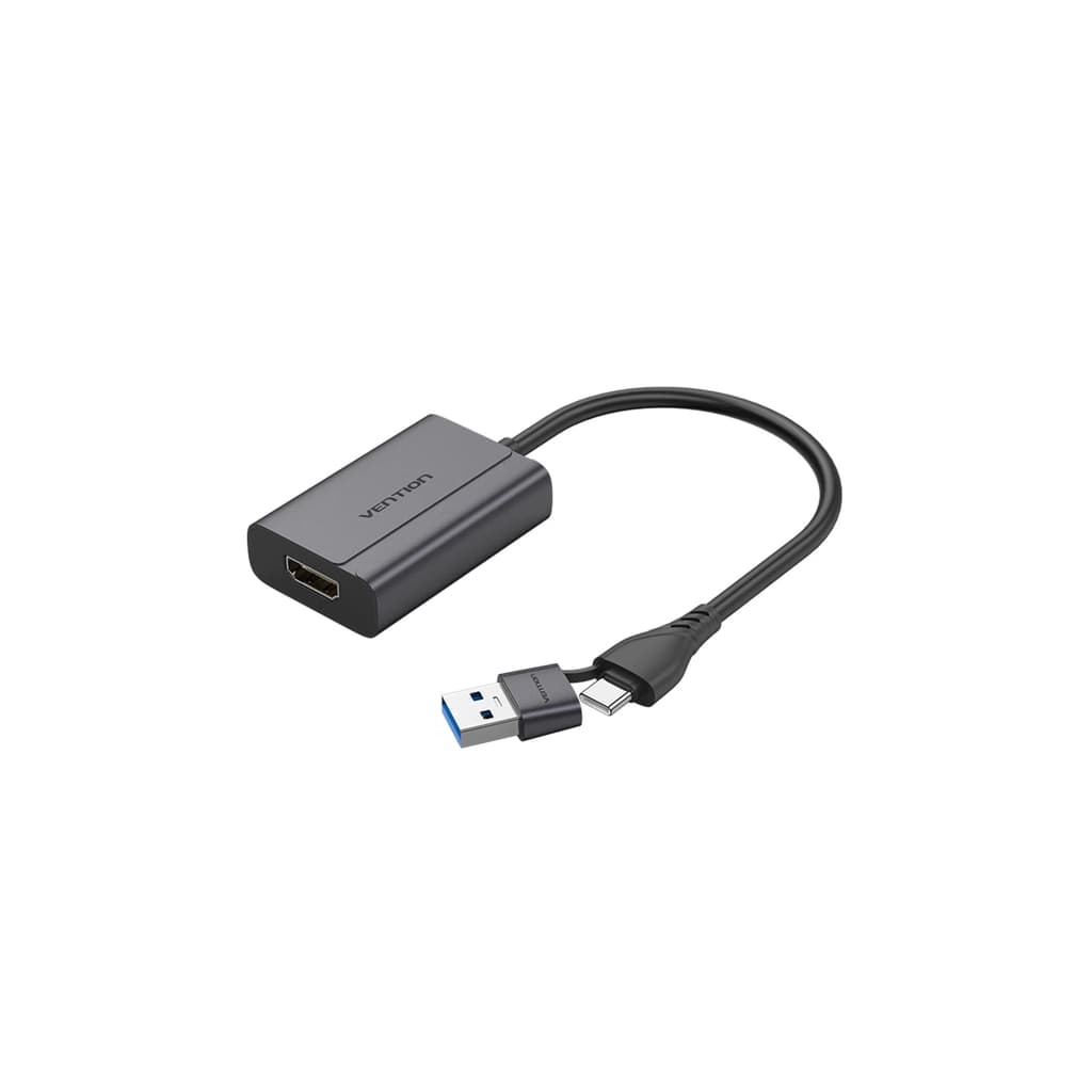 Перехідник USB-C + USB-A to HDMI M 0.15m gray VENTION (ACYHB)