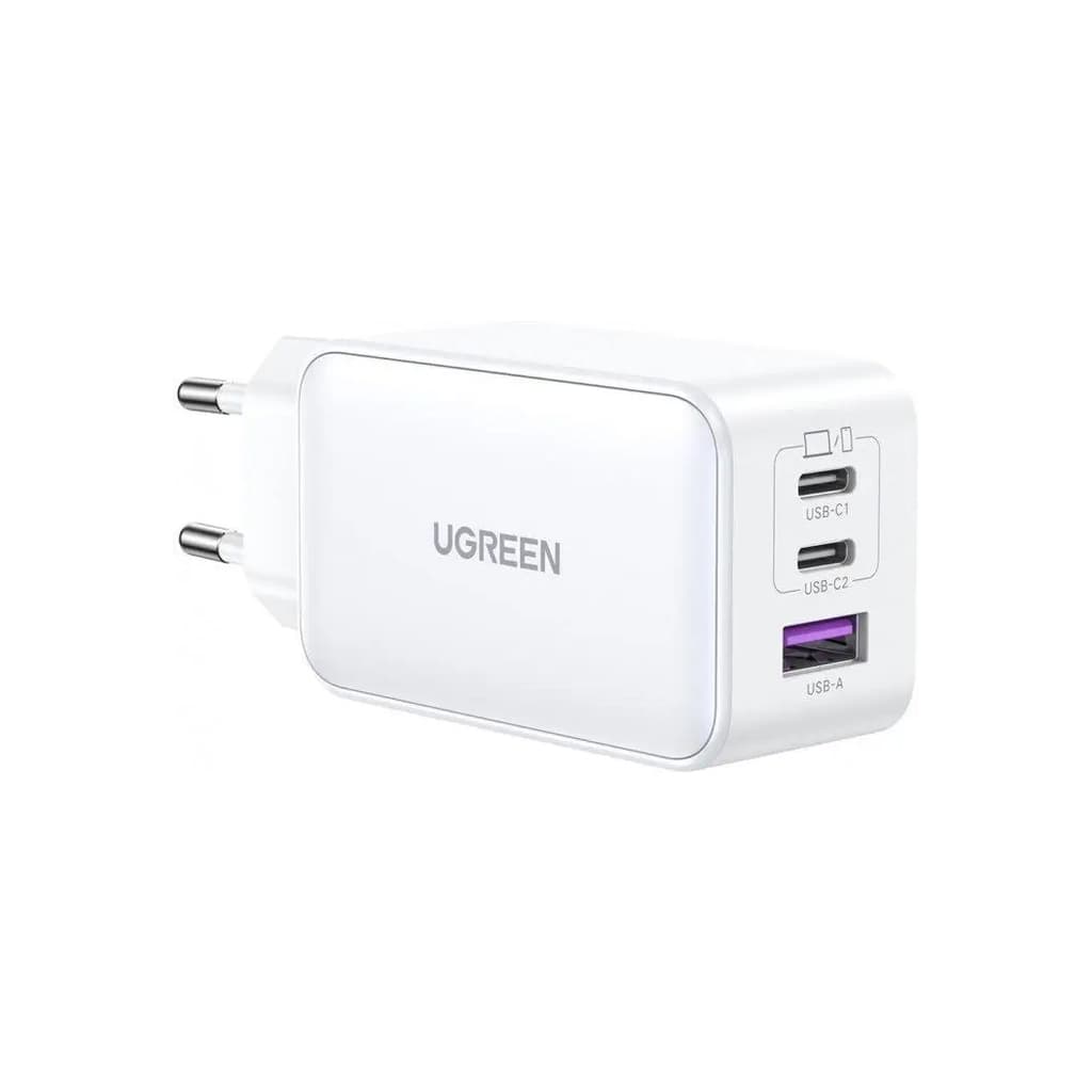 Зарядний пристрій Ugreen 1xUSB + 2xUSB-C 65W GaN CD244 white (15334)