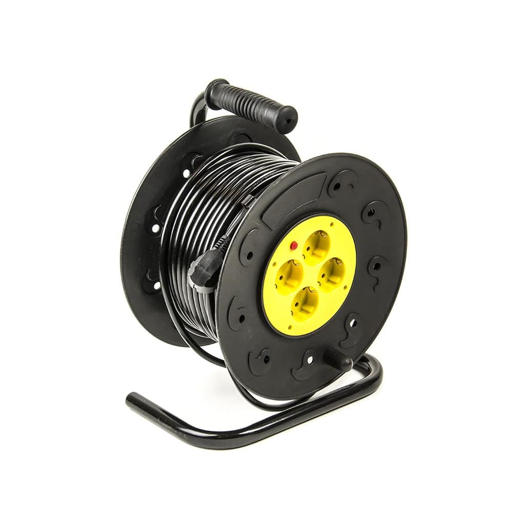 Мережевий подовжувач PowerPlant на катушке 40 м, 4 розетки, морозостойкий (JY-2002/40) (PPRA10M40S4L)