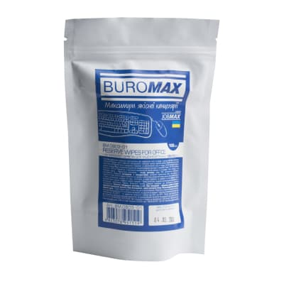 Серветки Buromax JOBMAX Wet wipes for OFFICE Equipment 100pcs, plastic pouch (BM.0803-01)