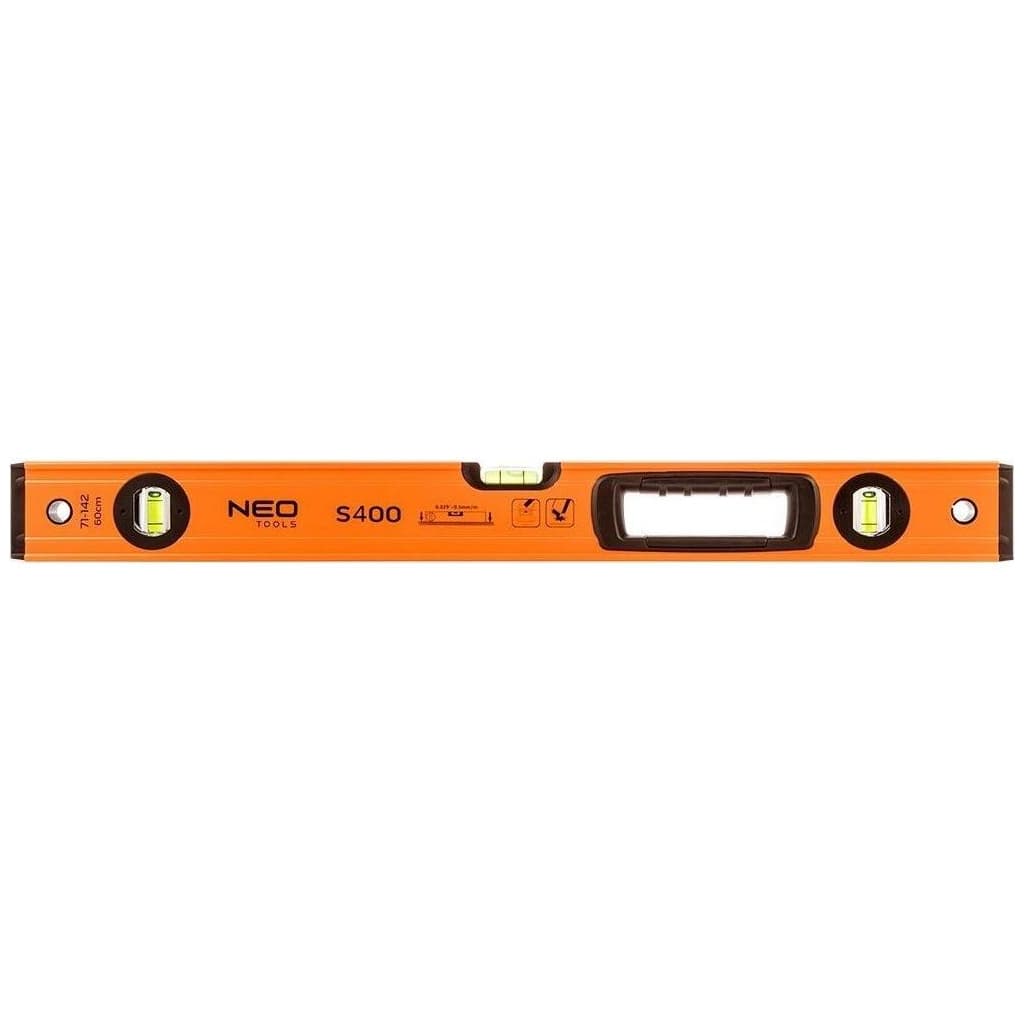 Рівень Neo Tools S 400 алюмінієвий, 60 см, 3 капсули, 1 отвір для рук (71-142)