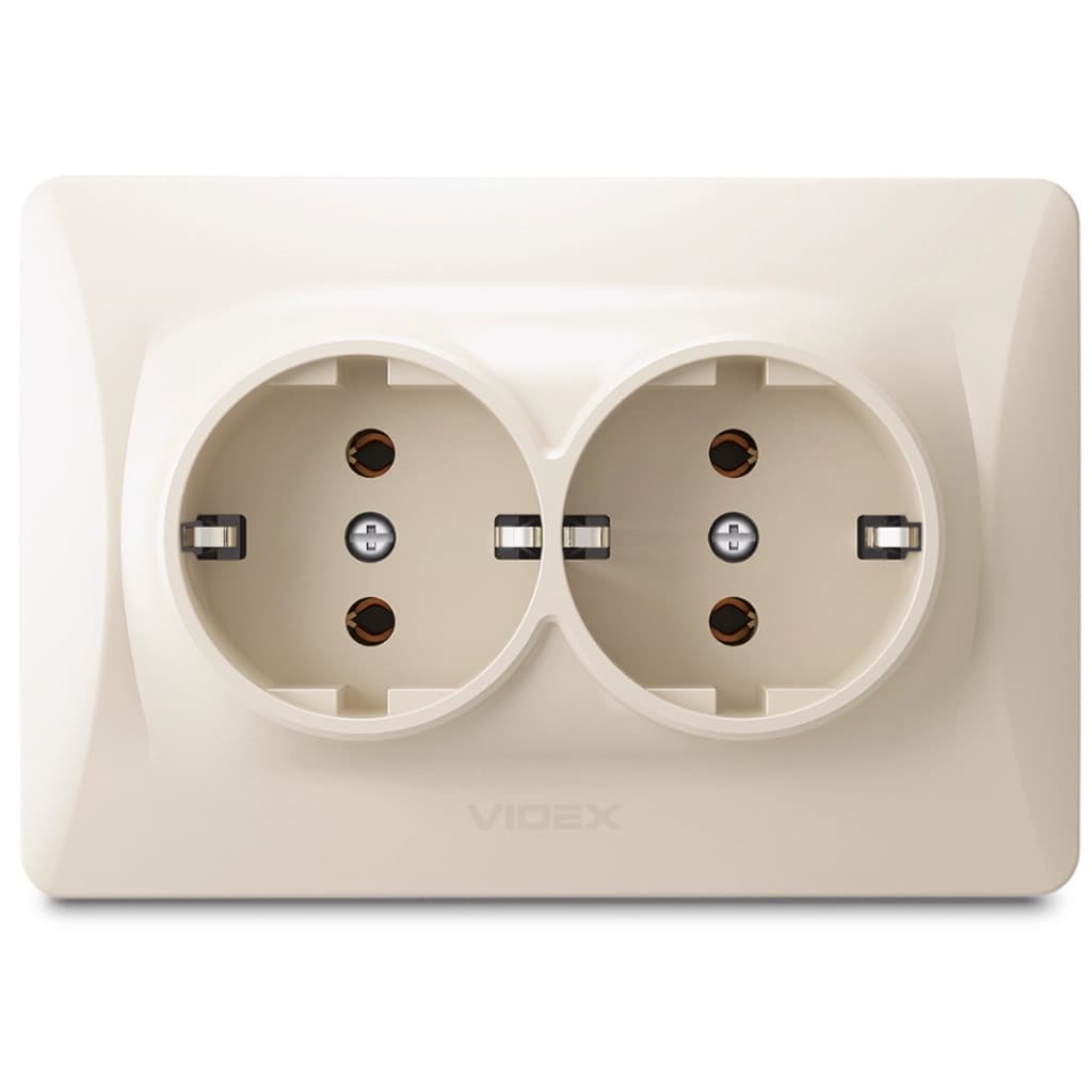 Розетка Videx BINERA 2ая із заземленням кремова (VF-BNSK2G-CR)