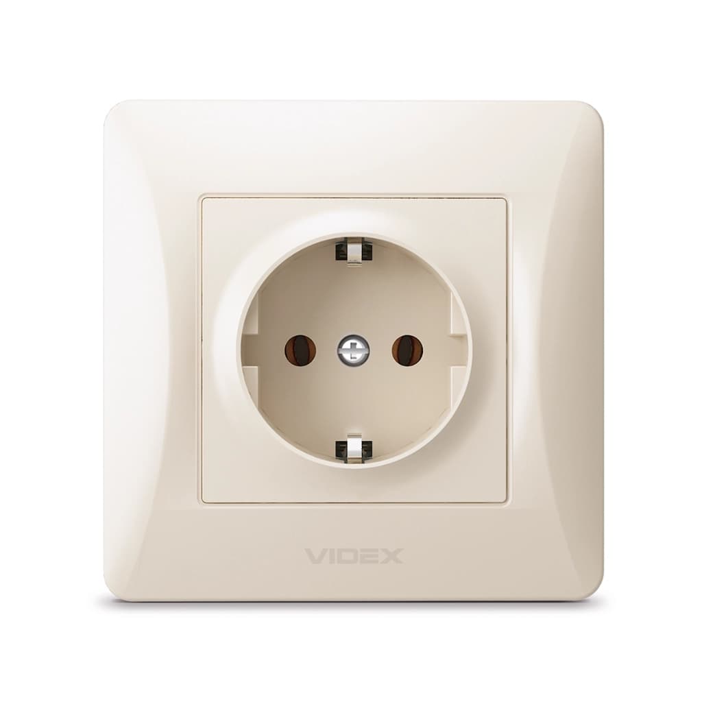 Розетка Videx BINERA 1ая із заземленням кремова (VF-BNSK1G-CR)