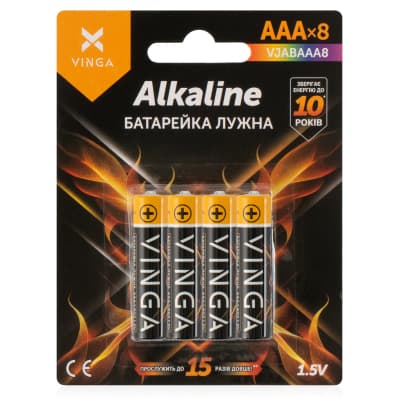 Батарейка AAA LR03 Alkaline 8pcs Blister Vinga (VJABAAA8)