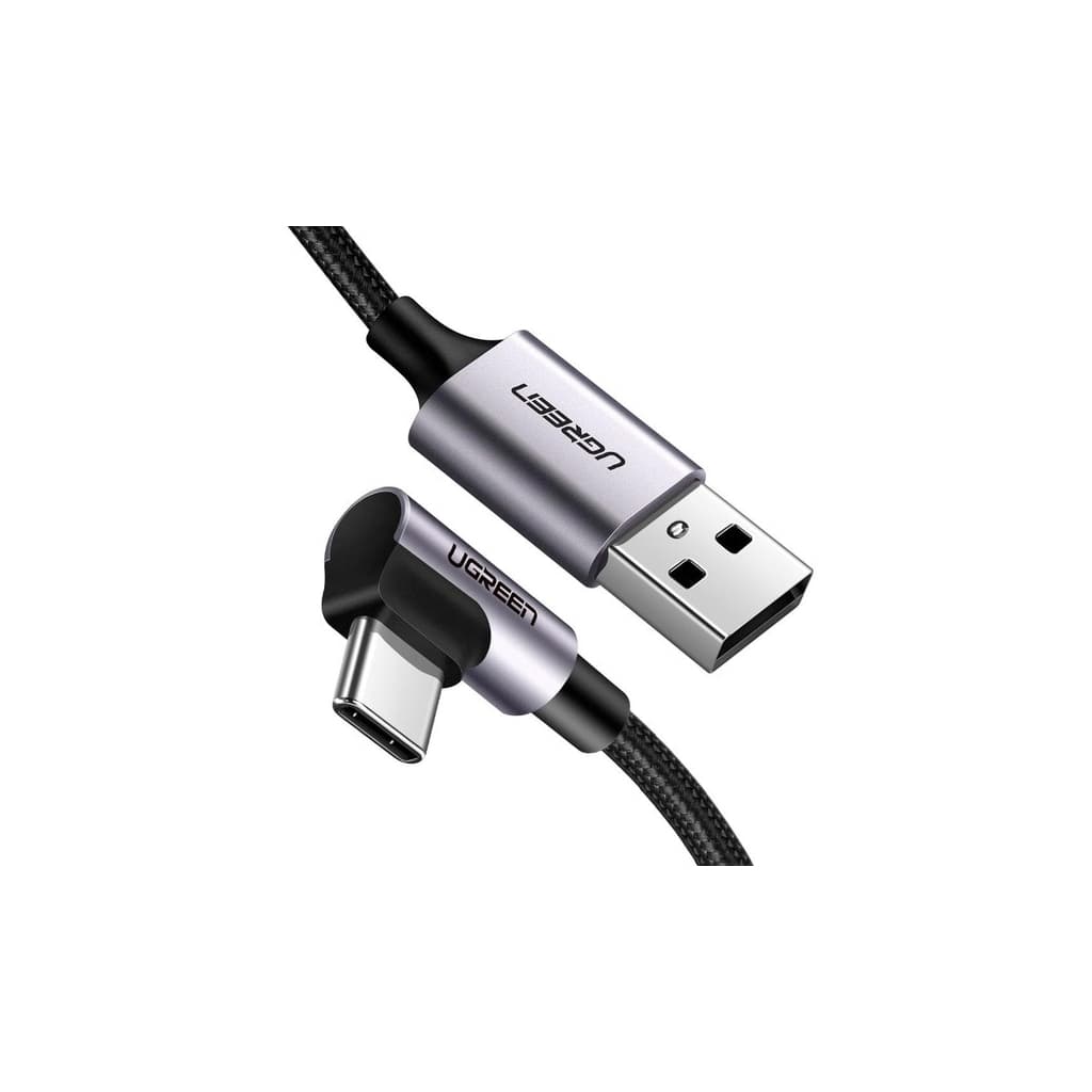 Дата кабель USB 2.0 AM to USB-C 3.0m 3A US284 90° corner black Ugreen (70255)