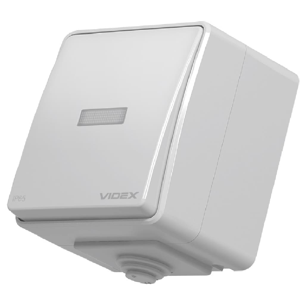 Вимикач Videx BINERA IP65 зовнішній 1кл з підсвічуванням (BINERA IP65 наружный 1кл с подсветкой)