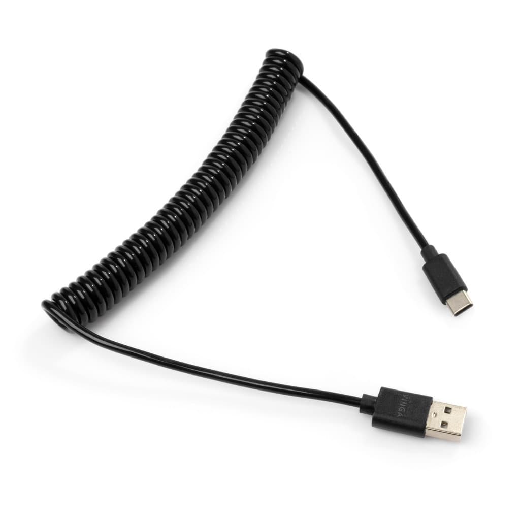 Дата кабель USB 2.0 AM to USB-C 1.8m Spring black Vinga (VCPDCTCS1.8BK)