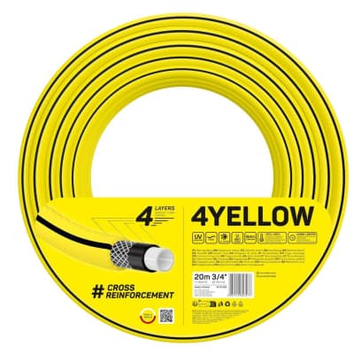 Шланг для поливу Cellfast 4YELLOW 3/4" 20м, 4 шари, до 20 Бар, -10…+50°C (10-520)