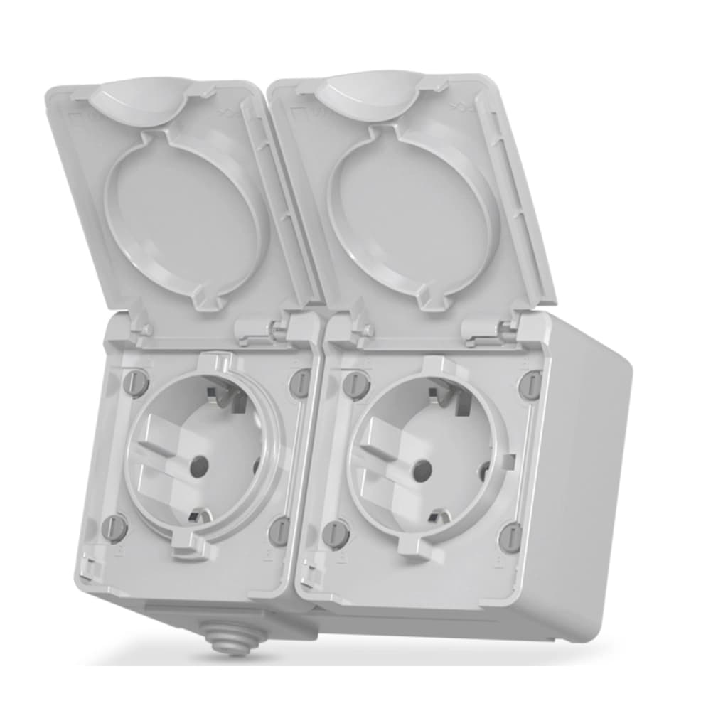 Розетка Videx BINERA IP65 зовнішня 2ая із заземленням сіра (VF-BNW22G-G)