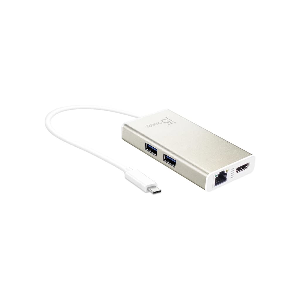 Концентратор J5create USB-C 5-in-1 2xUSB 3.0 + HDMI 4K + USB-C PD + RJ45 1000Mbps gray (JCA374-N)