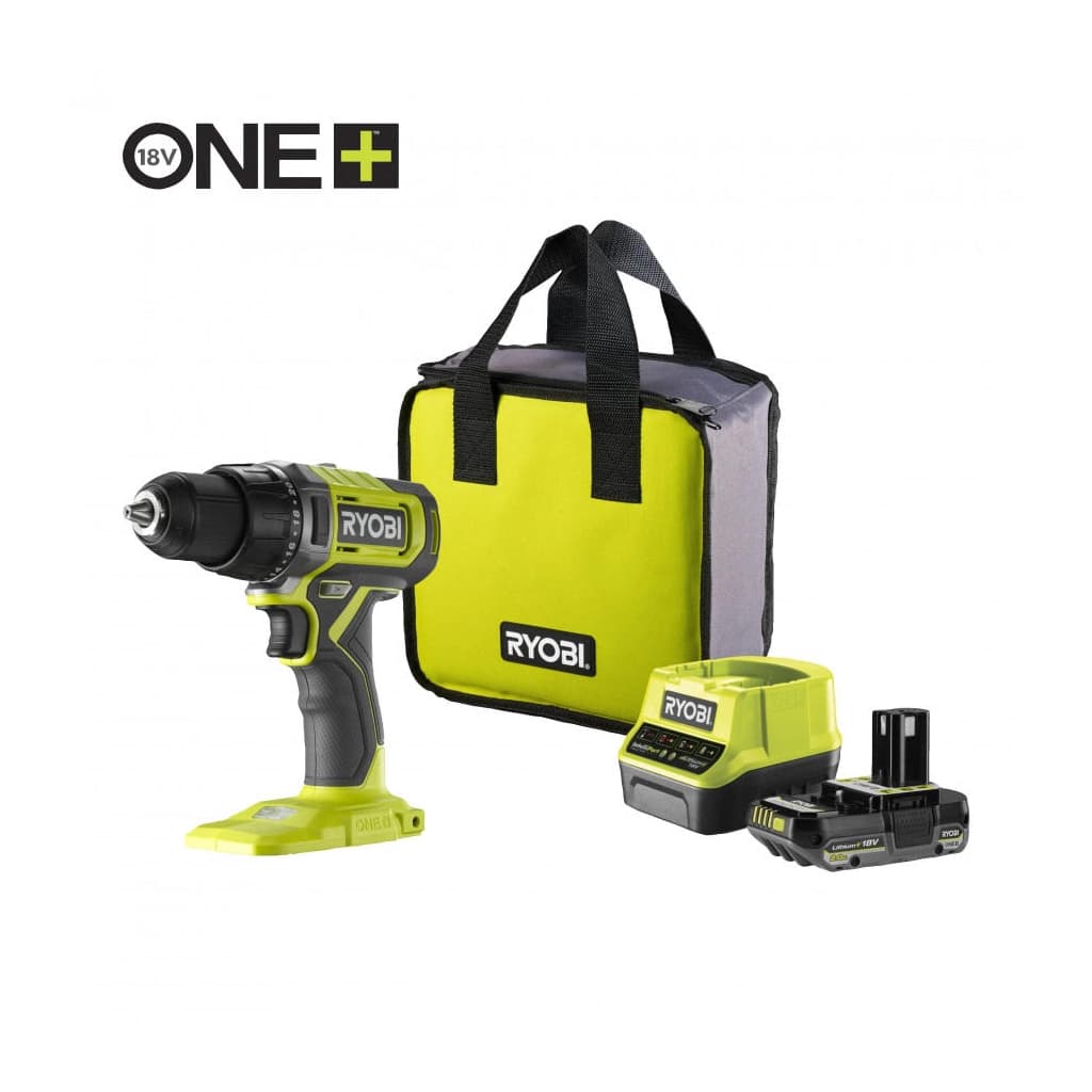 Шуруповерт Ryobi ONE+ RDD18-1C20S 18V, 1х2Ah, 52Нм, 450/1750об/хв, сумка (5133005519)