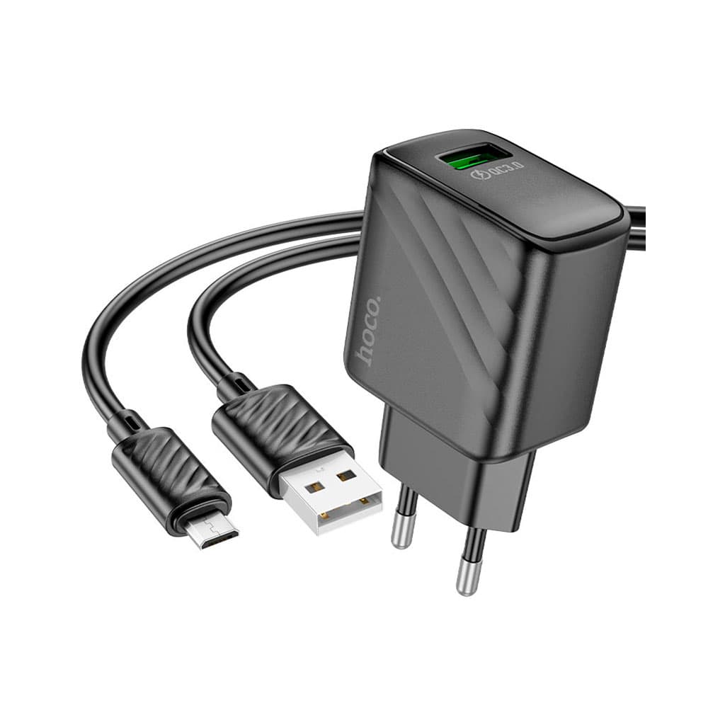Зарядний пристрій HOCO CS21A Rich USB QC3.0 + cable USB to Micro 5P Black (6942007609890)