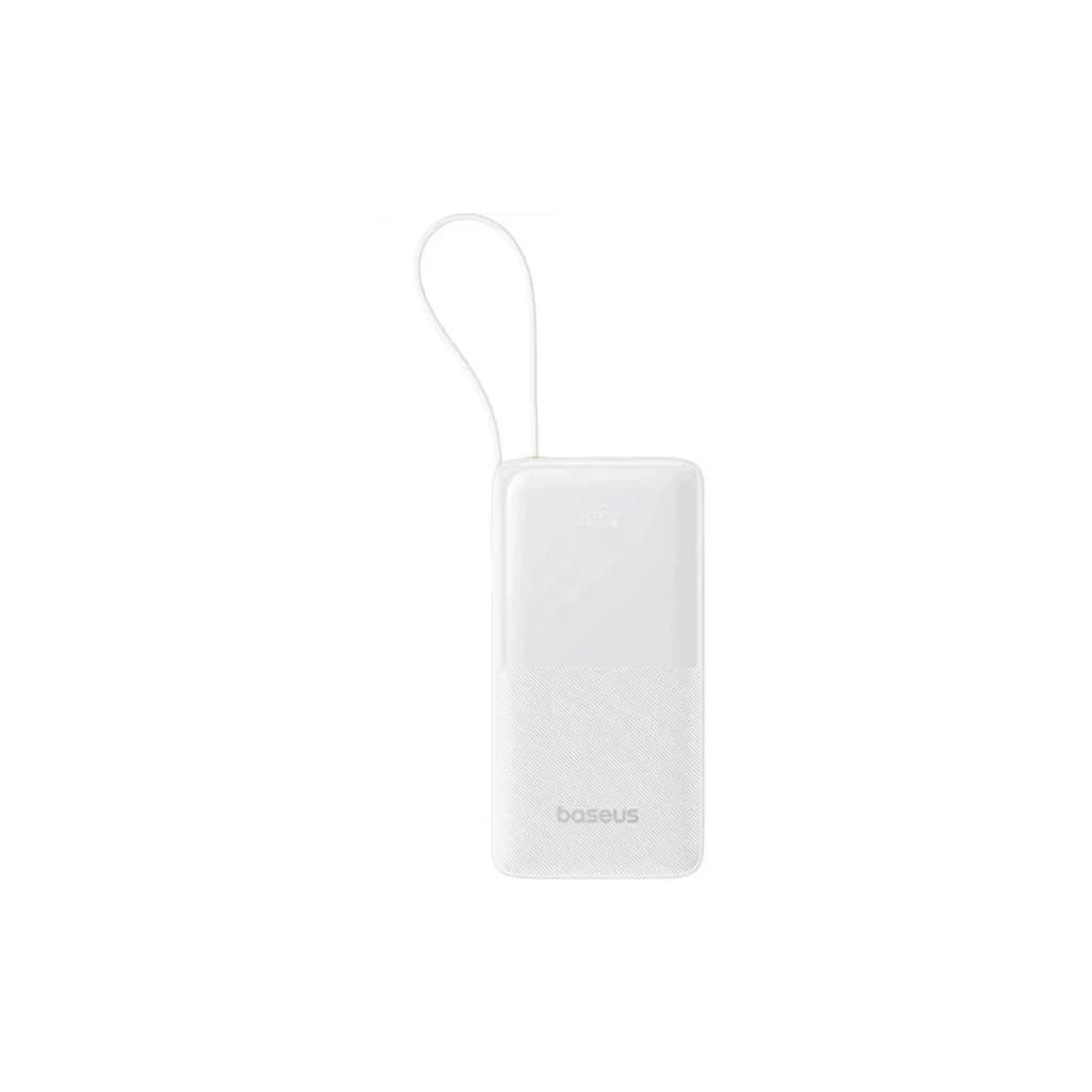 Батарея універсальна Baseus Bipow 2 Digital Display 10000mAh 20W with Built-in USB-C Cable White (P10077101213-00)