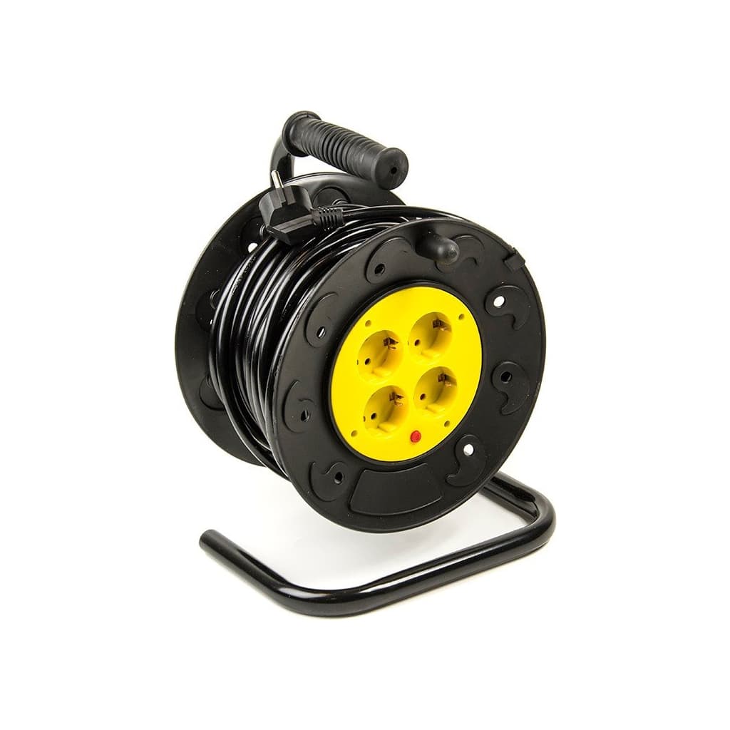 Мережевий подовжувач PowerPlant катушка 40 м, 2x1.0мм2, 8А, 4 розетки (JY-2000/40) (PPRA08M400S4)